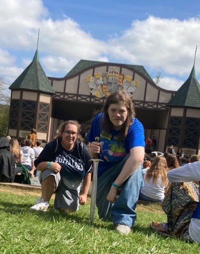 Arias and Leah pose before their liege during their trip to the faire on Oct. 5.