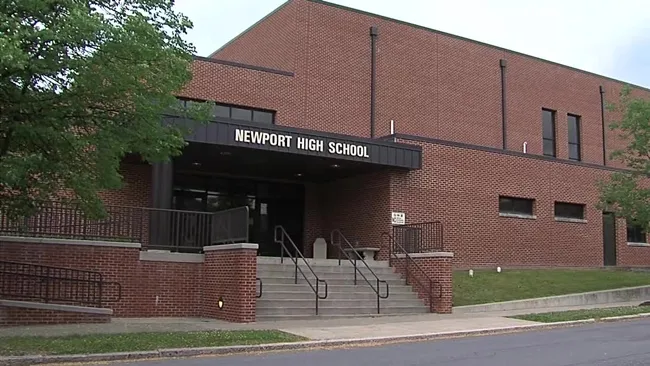 Newport High School from the perspective of its original entrance, courtesy of ABC27