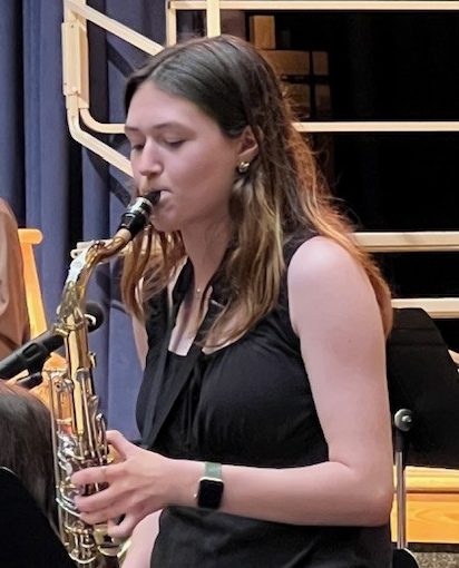 Junior Kat Ebling played as a featured soloist during the jazz band's performance during the concert on May 1. 