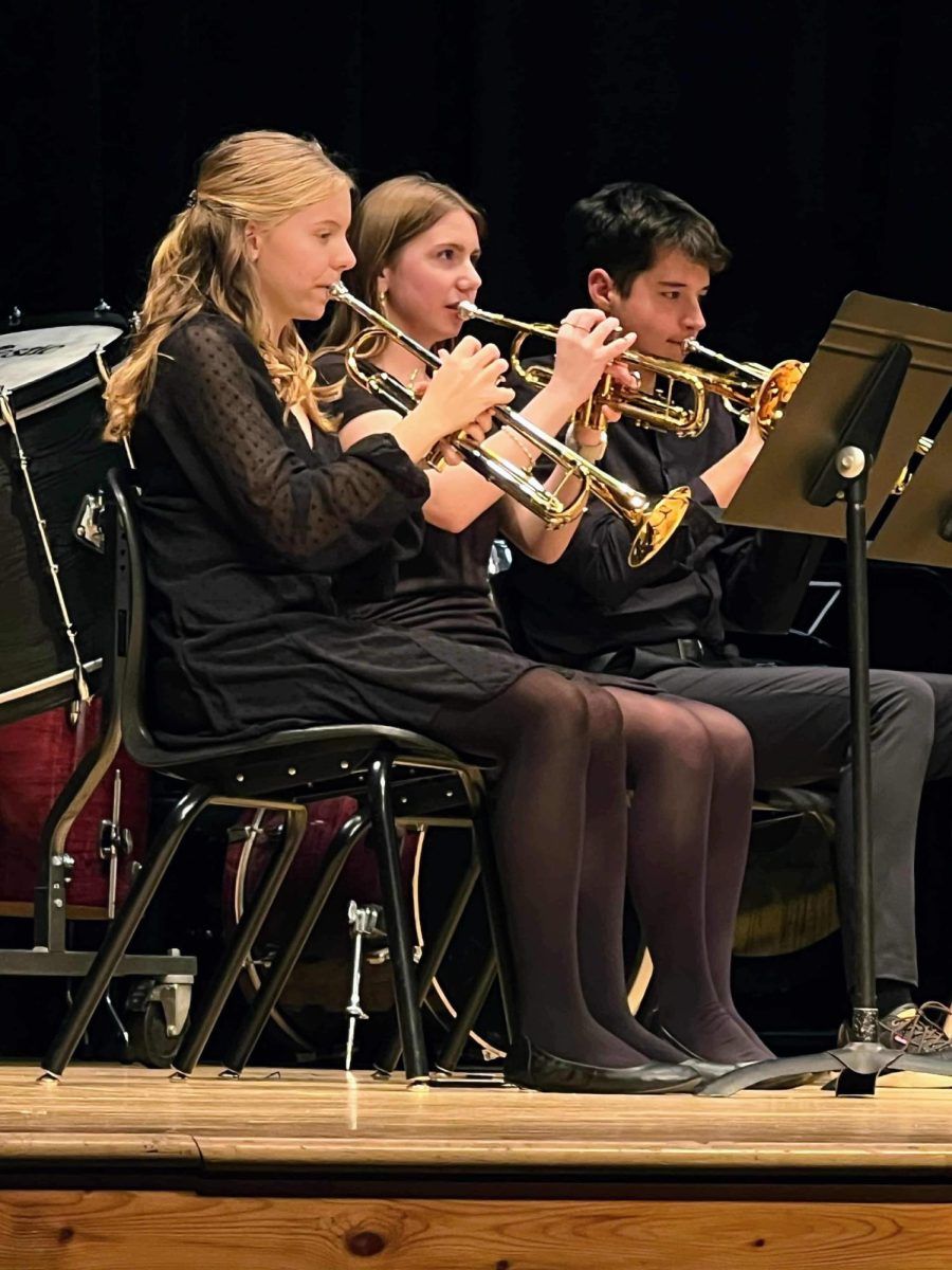 Trumpet players during the winter band concert