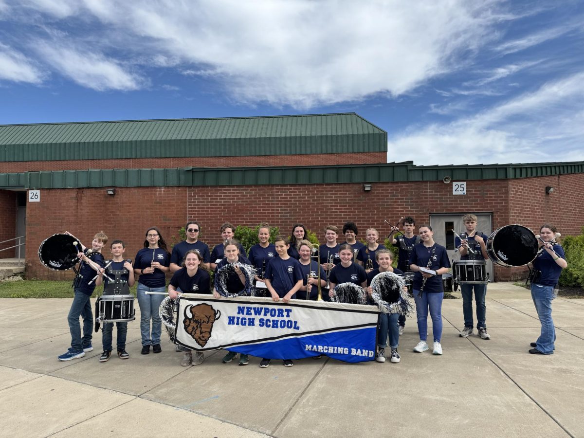 The Newport marching band after their competition
