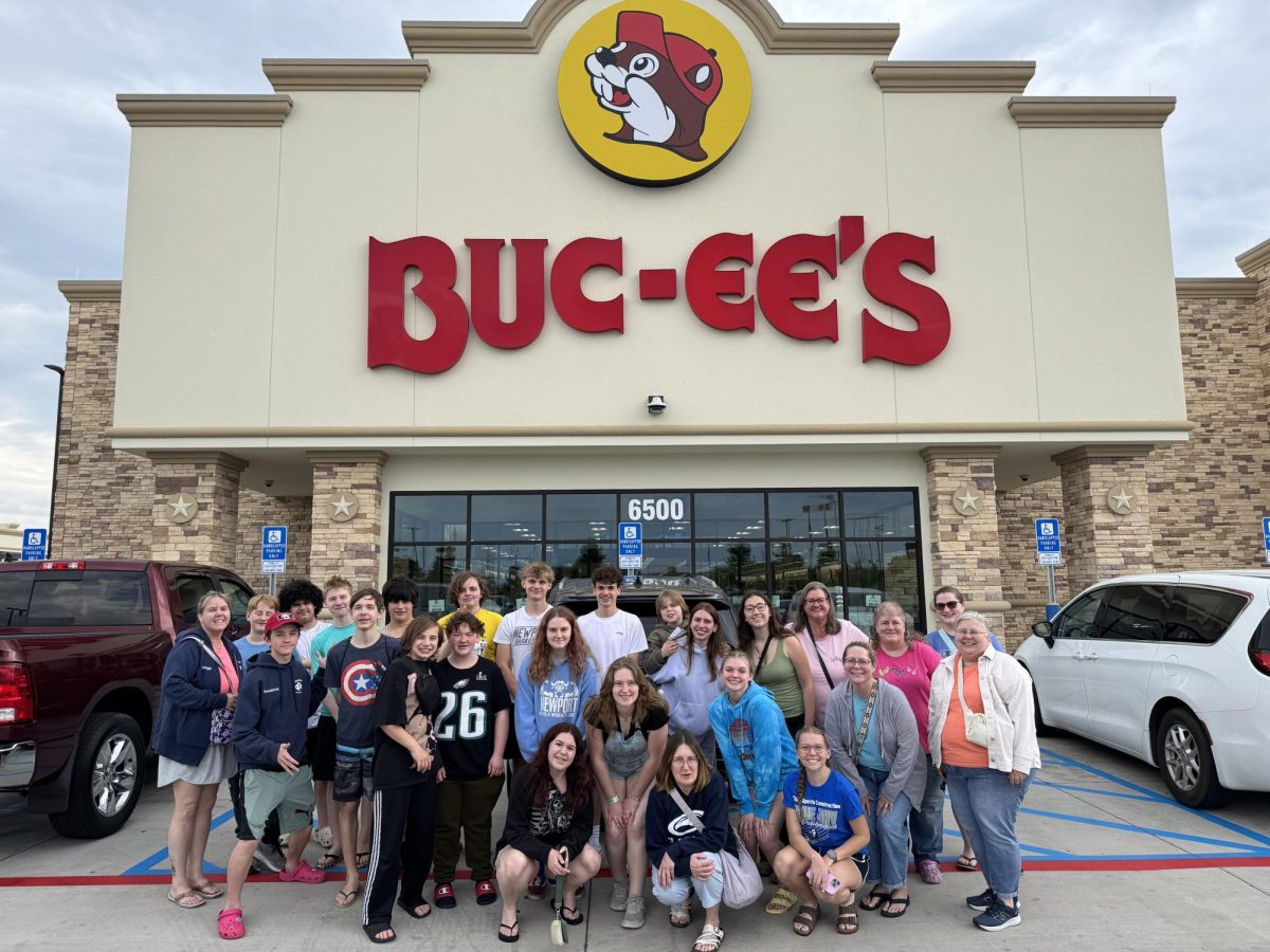 Marching band in front of Buc-ee's